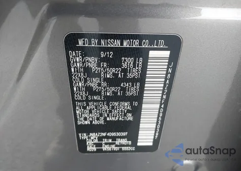 2013 Infiniti Qx56 из США, поврежденный, VIN JN8AZ2NF4D9530397